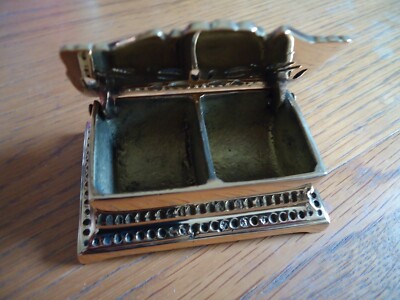 Schmuckschatulle Jugendstil Messing / Etui l Stempeldose Vintage Blume schönes Geschenk