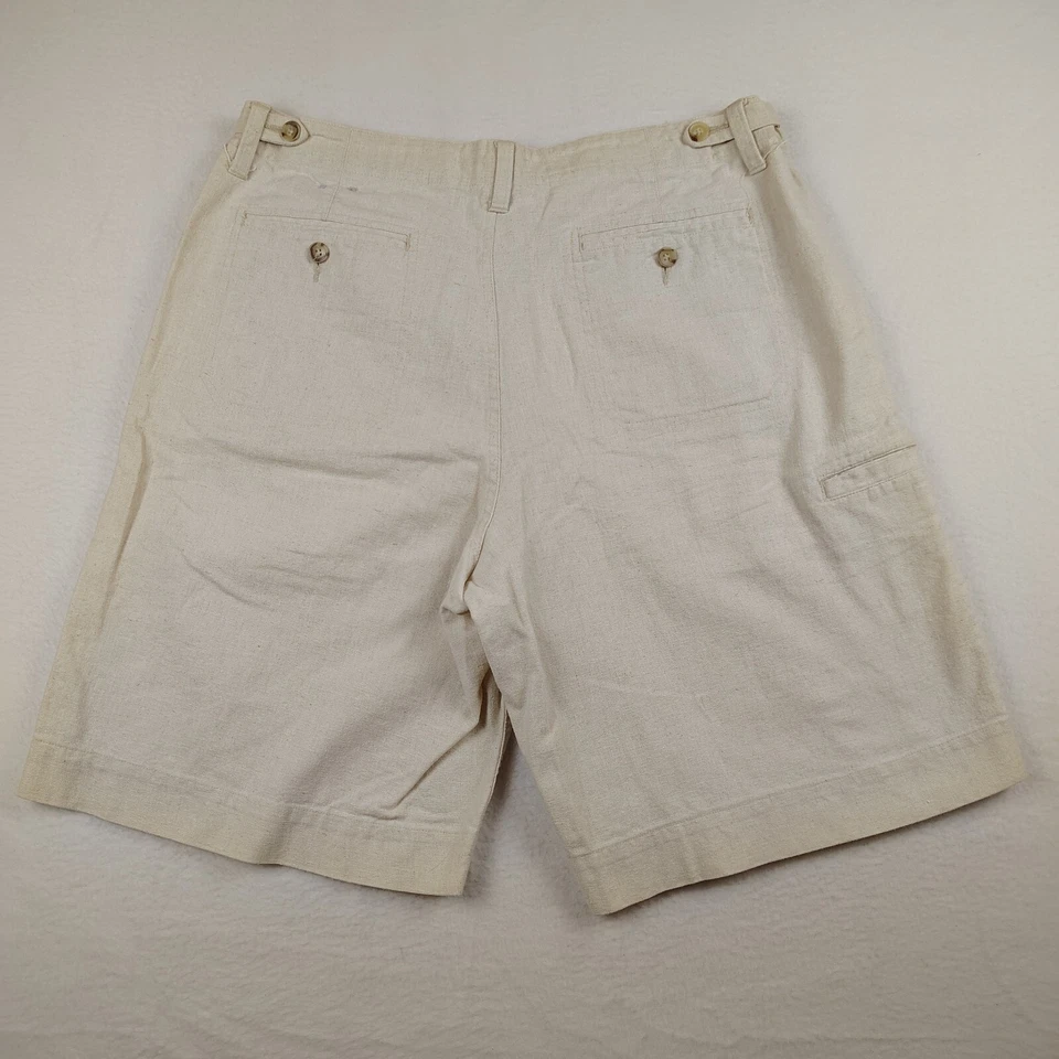 Pantalones Cortos Geoffrey Beene Para Hombre Talla 34 Blanco Lino Informales Verano Ligeros Foto 2 de 4