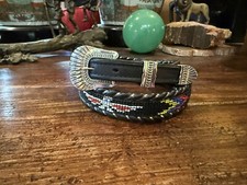 James Reid Ltd Sterling Silver Belt Buckle Set 27-28  -1.  -.75  Nu beaded Belt  