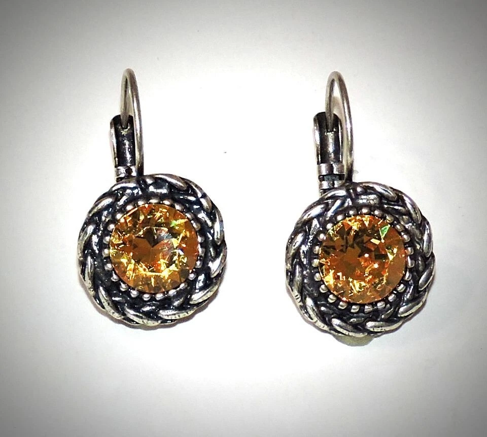 Pendientes colgantes de cristal Swarovski Chaton amarillo girasol palanca trasera 10 mm Foto 4 de 4