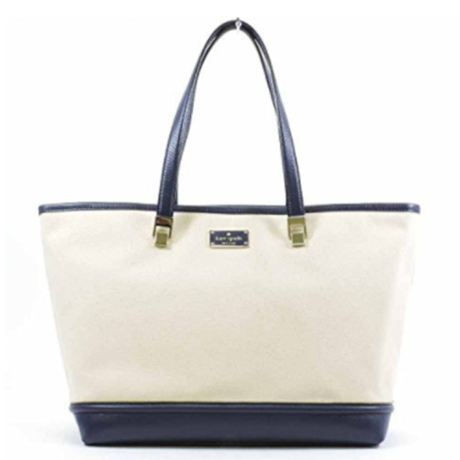 Kate Spade Taren Oliver Street Canvas Navy Tote Purse Shoulder Bag 299 NWT