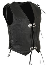 GILET IN PELLE CAPPOTTO MOTO BIKER VEST CHOPPER ROCKER CLUB taglia dalla SX alla 6XL