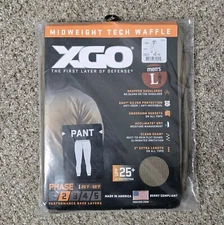 XGO Base Layers Pant Large Midweight Tech Waffle Pants Performance Sz L UPF 25+