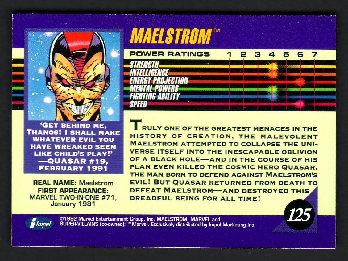 1992 MARVEL UNIVERSE BASE CARD 125 MAELSTROM | eBay