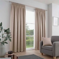 Galaxy Pencil Pleat Curtains Natural Beige Fully Lined 100% Polyester