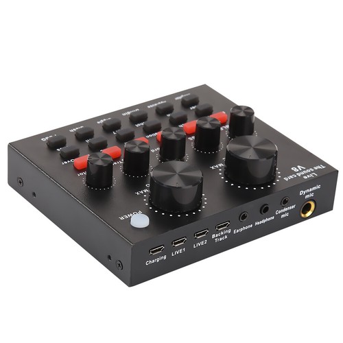 V8 Audio USB Headset Microphone Webcast Live Sound Card for Phone Computer - Afbeelding 6 van 10