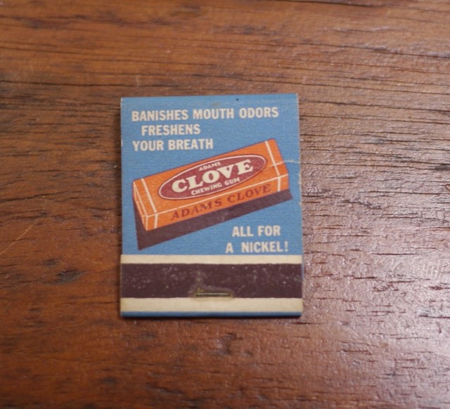 Genuine Vintage Adams Clove Chewing Gum Advertising Logo Matchbook eBay