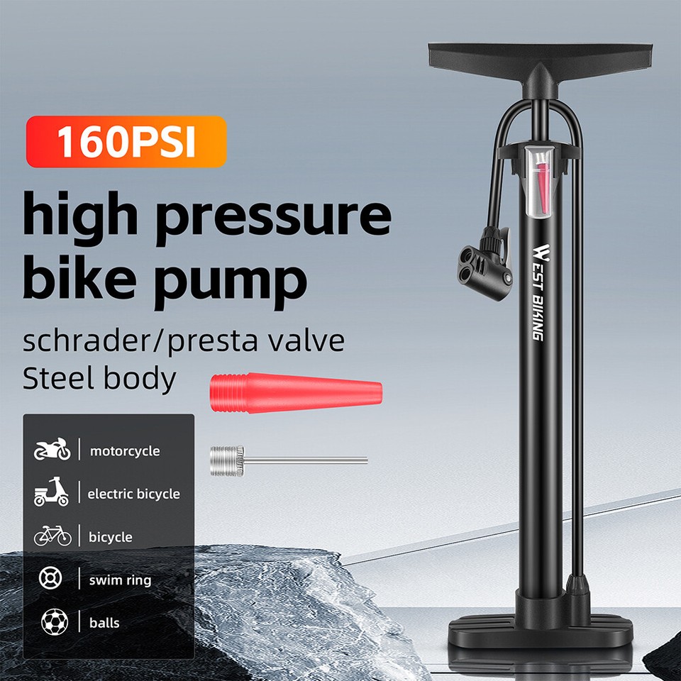 160PSI Bicycle Pump Standing Tire Pump Inflator Bike Floor Pump for