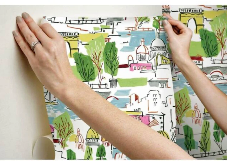 Papel tapiz Waverly RMK11888RL blanco y verde para pegar y pegar arrondissement Foto 3 de 4