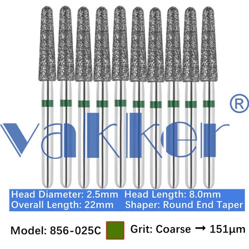 10pc/pk Vakker Dental FG Diamond Burs Round Long/ Round End Taper for High Speed - Picture 61 of 77