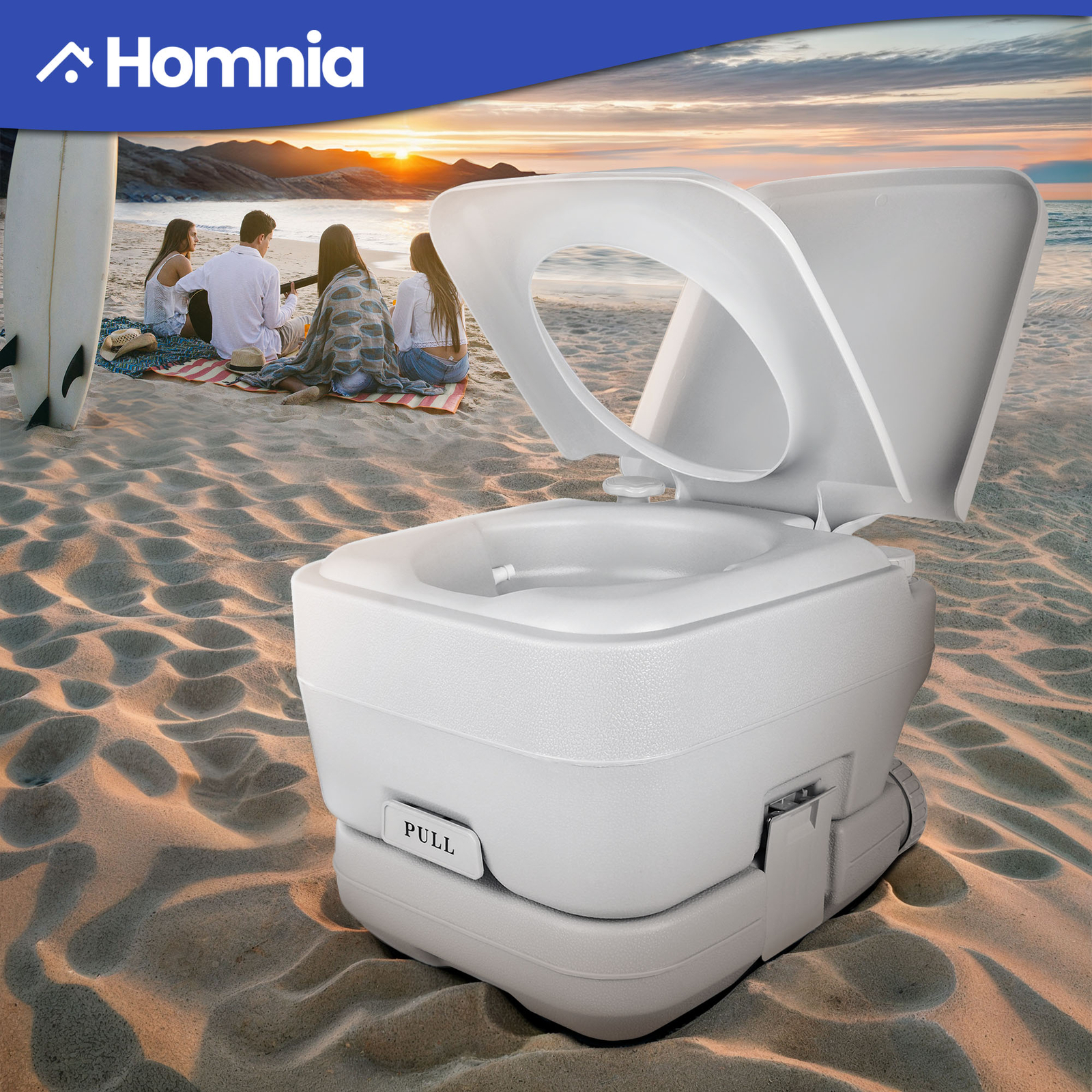 2.6 Gallon Portable Toilet 10L Flush RV Camping Travel Car Commode Porta Potty