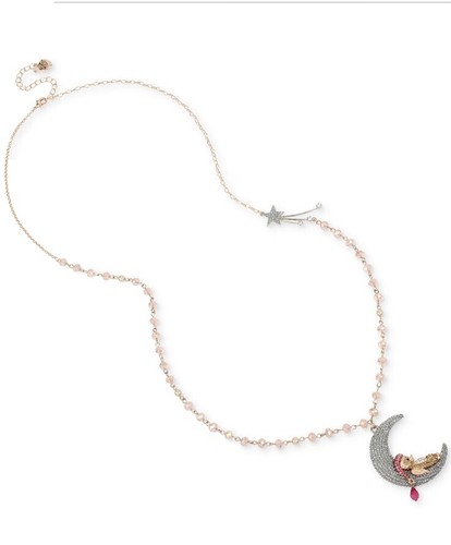 $65 BETSEY JOHNSON CELESTIAL STARLET Goldtone Moon Pendant  Betsey Johnson CESETIAL MOON NECKLACE main image 2