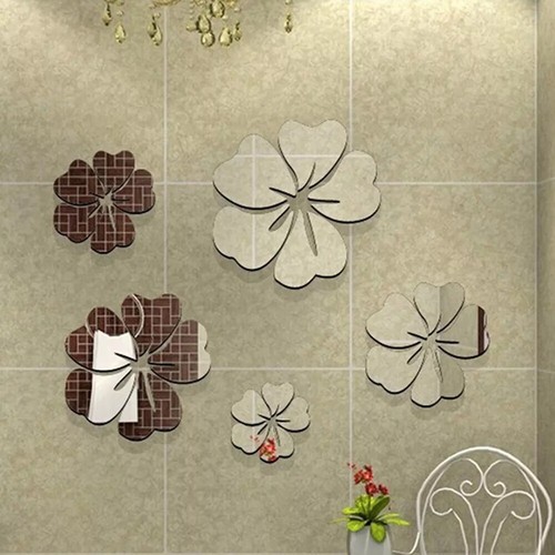 3D Mirror Wall Sticker Flower Decal Removable Art Mural Home Room Decor 5pcs - Picture 7 of 12