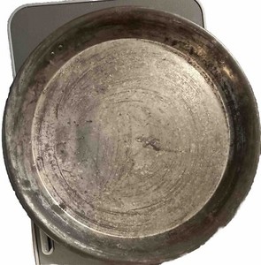 Early 1900’s Pewter Covered Copper Serving Tray, Modified With Ring For Hanging