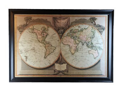 Huge 40'' Framed Print 1808 World Map by Robert Laurie and James Whittle