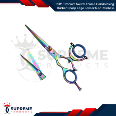 RDM Titanium Swivel Thumb Hairdressing Barber Sharp Edge Scissor 5.5'' Rainbow