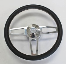 69-94 Camaro Chevelle Nova T Series Billet And Leather Steering Wheel Bowtie Cap