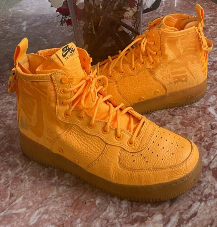 Nike OBJ Air Force Mid OBJ Laser Orange Sneakers 917753-801 Sz EUC!