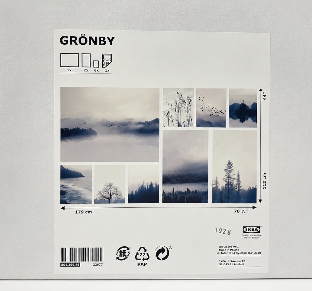 IKEA GRONBY 9-Piece Blue Landscape Wall Art Gallery Set, 70 1/2