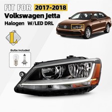 Halogen Headlight For 2017-2018 Volkswagen Jetta Sedan Wled Drl Wbulb Left Lh