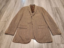 CLASSIC Polo Ralph Lauren 100 Silk Tan Beige Herringbone Sport Coat 42 LONG
