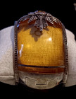 Estate Rare Miriam Salat 925 St Sl Topaz Resin Hinged Bangle Medallion Bracelet — photo 2
