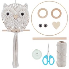 Macrame Owl Kit for Beginners Macrame Wall Hanging Kit White Cotton Cord DIY