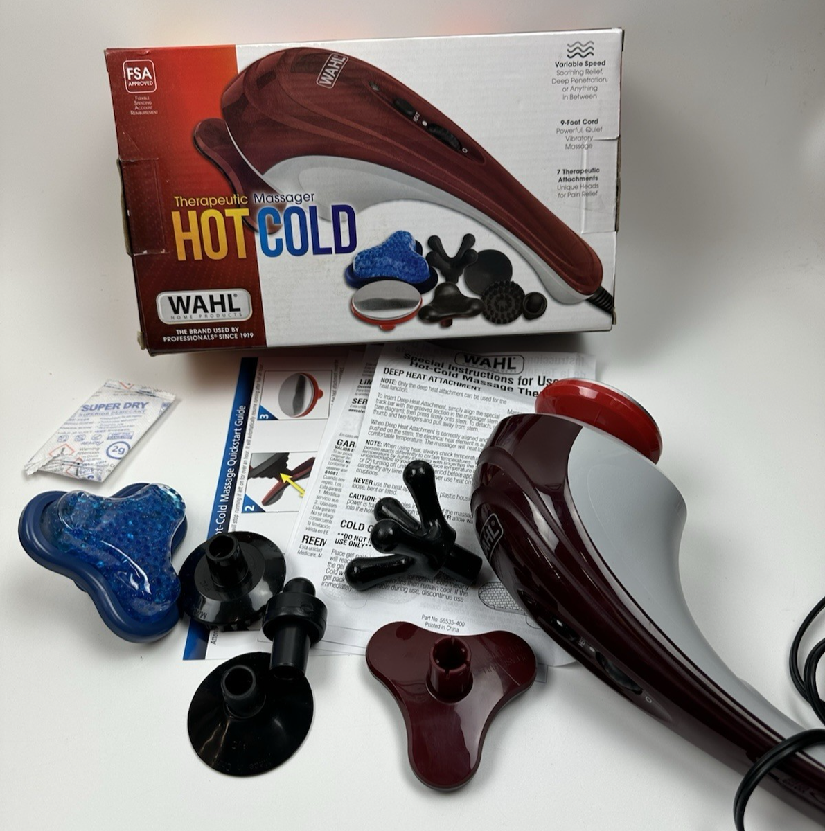 Wahl Therapeutic Massager Hot Cold, 7 Attachments Open Box Wahl Therapeutic Massager Hot Cold, 7 Attachments Open Box