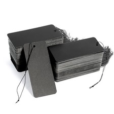200 Pack Black Hang Tags with String Attached Large Price Tags with Elastic S...