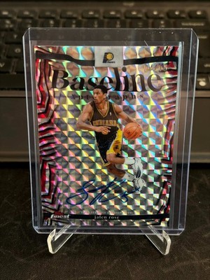 25-26 Topps Finest Jalen Rose Geometric Refractor Red 4/10 Baseline Auto Pacers