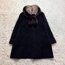 Vintage Wool Fur Coat Angora Blue Fox Long 3-Way Used