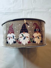 Kirkland Wire-Edged Ribbon 1.5"-2.5" Wide 50 YD Holiday Gift Wrap Gnome Ribbon
