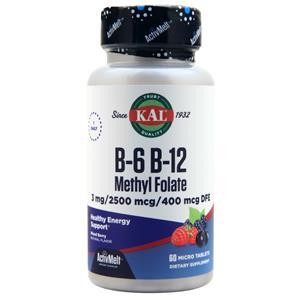 KAL B-6 B-12 Methyl Folate ActivMelt Mixed Berry 60 tabs
