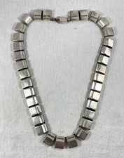 Vintage Taxco CII Sterling Silver Modernist Style Necklace 63 Grams 18 Long
