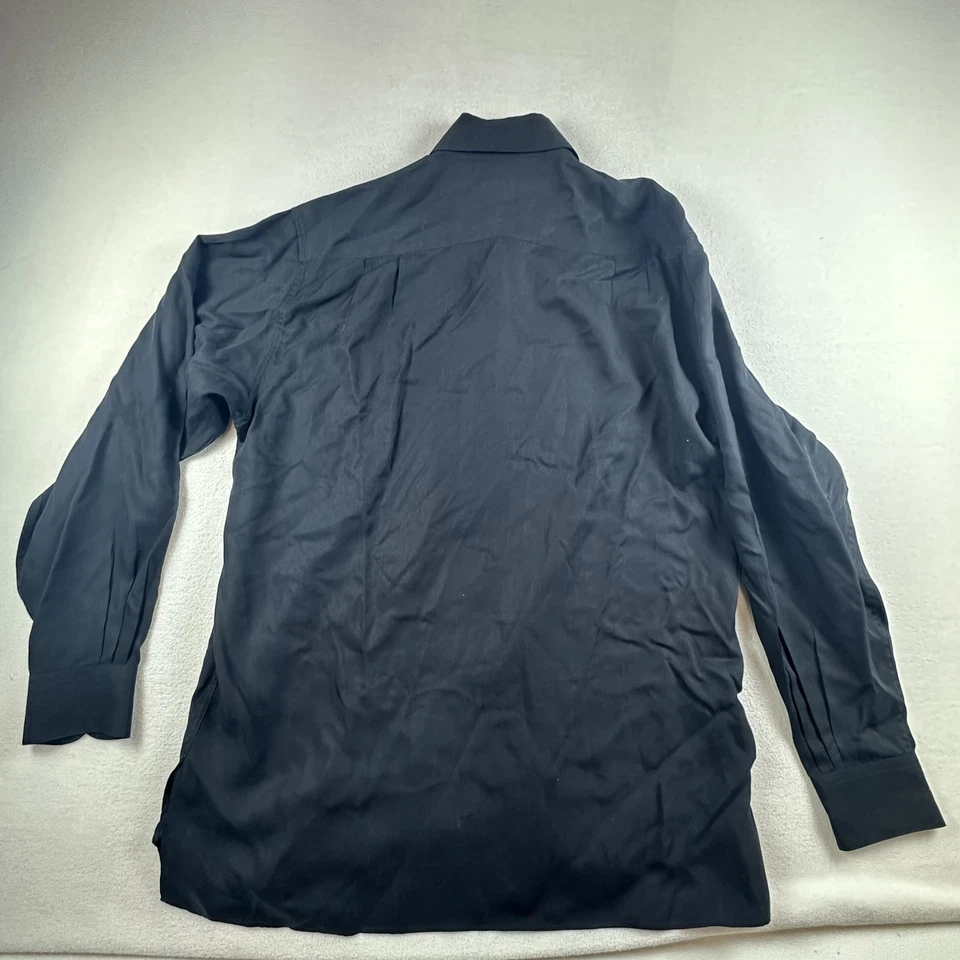 Ermenegildo Zegna Shirt Mens Medium Black Long Sleeve Button Up Lyocell Italy - Image 2 of 4