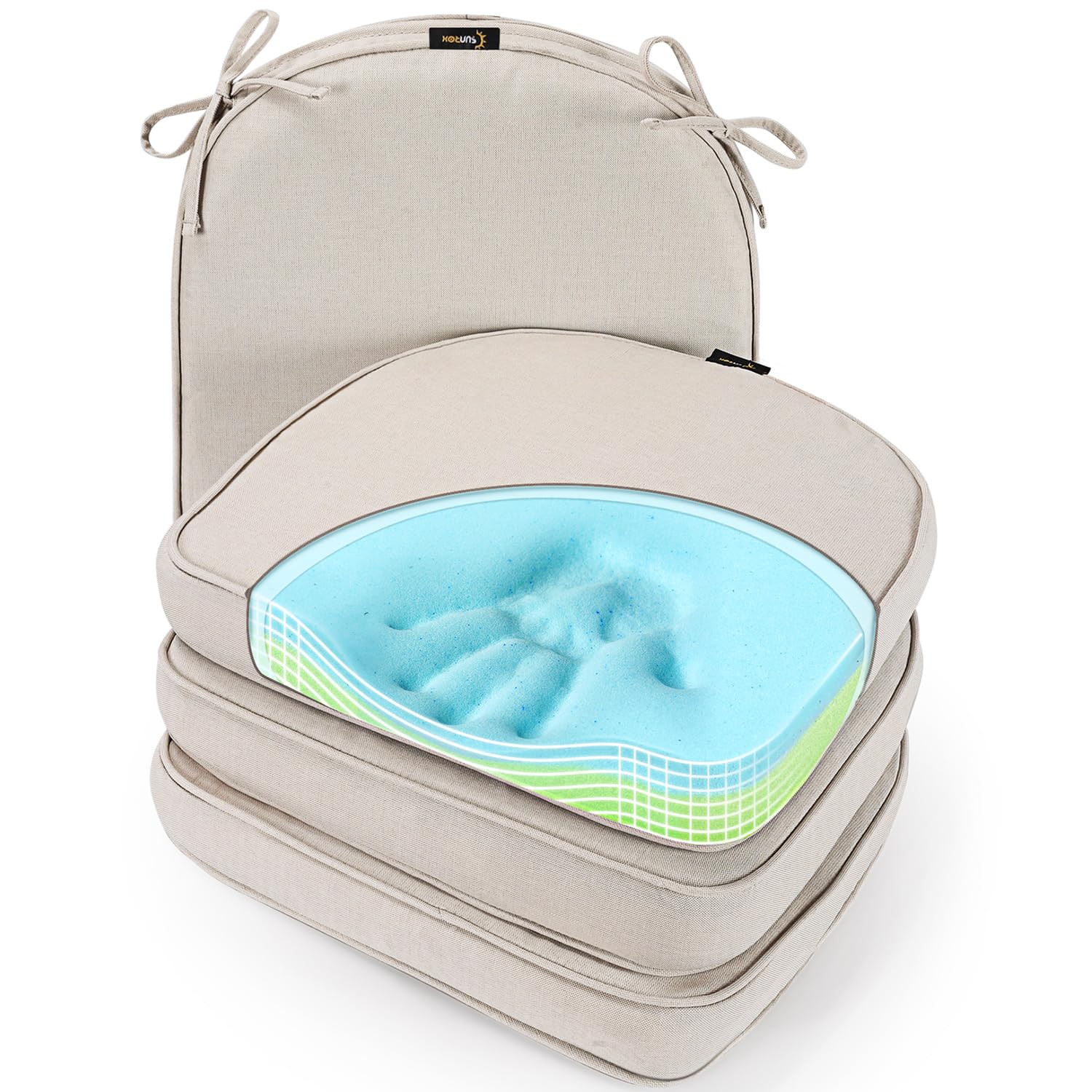 Gel Memory Foam Chair Cushions, FadeShield Water-, Stain-Resistant Durable Re...