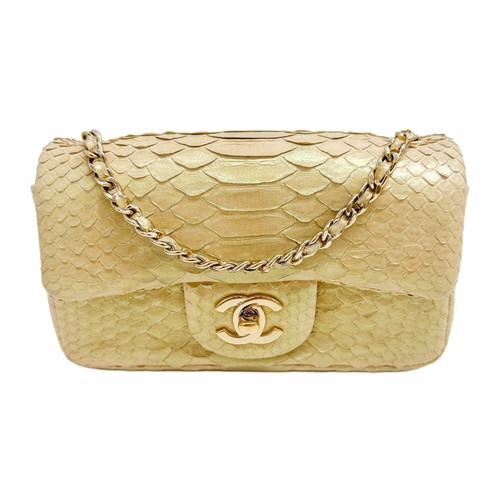 CHANEL 2012 Mini Classic Flap Beige Lizard Leather Shoulder Bag