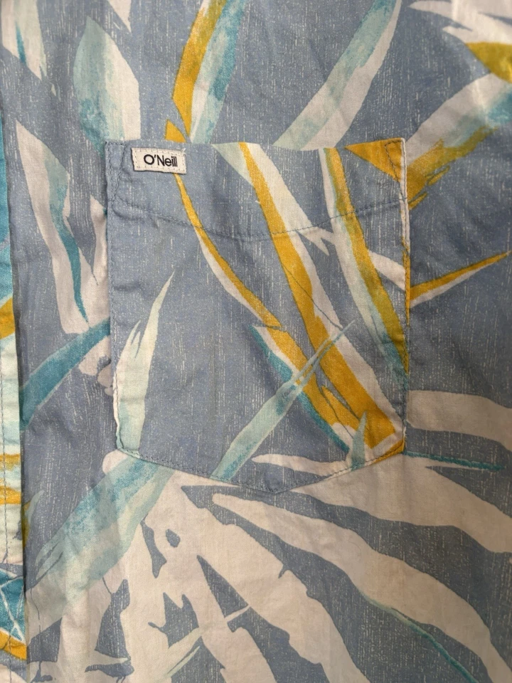 Camisa Hawaiana O'Neill L Ajuste Estándar Azul Amarillo Floral Manga Corta Abotonada Foto 4 de 4
