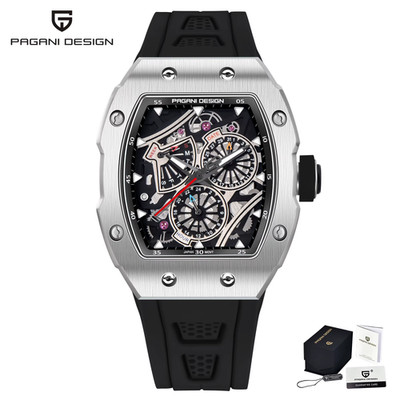 PAGANI DESIGN Skeleton Watch YS012 Sapphire Automatic Men s Silicone Waterproof