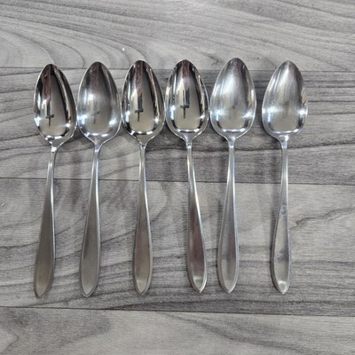 6 - WMF Cromargan SHADOWPOINT GERMANY 7 1/4'' Oval Soup Spoons
