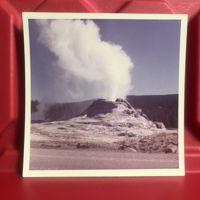 #ad Geyser Erupting At Yellowstone National 3 1 2 x 3 1 2 Photograph Vintage 1960s $9.99