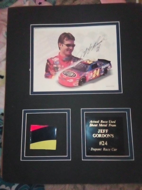Signed Photo And A Piece Of A Race Used #24 Nascar