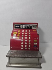 Vintage Junior Merchant Red Tin Toy Cash Register