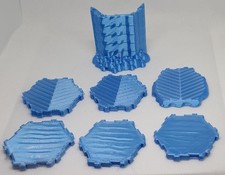 Custom 6 Sky Blue  Silver Water Tiles  1 Waterfall 3d Printed For Heroscape