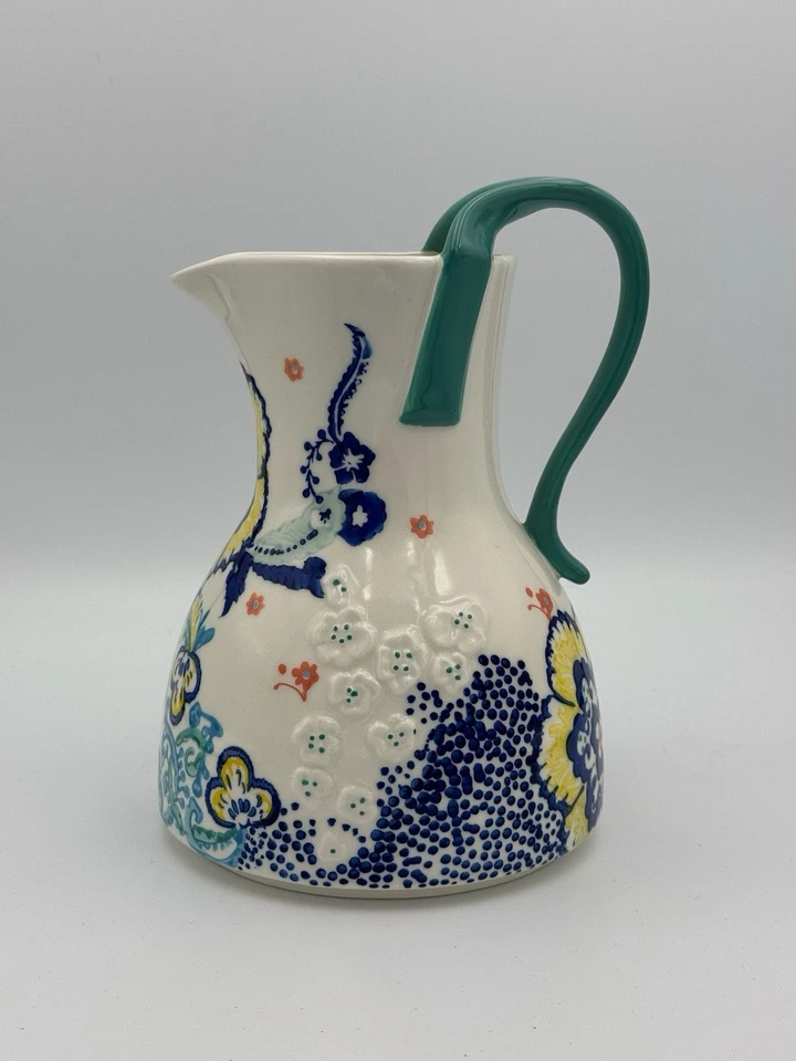 NUEVA Jarra Boho Floral Pintada a Mano de Cerámica Anthropologie Difícil de Encontrar y ¡ENVÍO GRATUITO! Foto 3 de 4