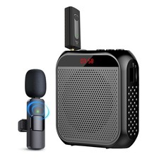 Voice Amplifier with Wireless Lapel  Wired Microphone, Rechargeable Megaphon...
