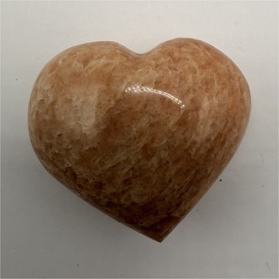 Peach Moonstone Crystal Heart 2'' Polished Palm Stone 14.7g Flash Sunstone