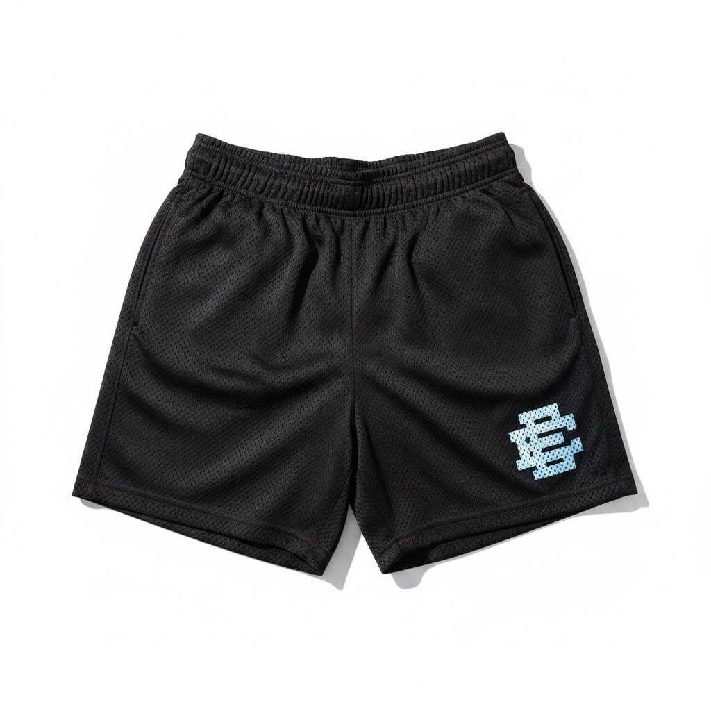 Eric Emanuel EE Basic Short Black Light Blue Logo XL New In Bag | eBay