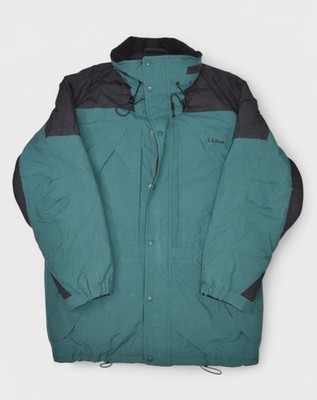 Vintage LL Bean Jacket Mens Large Tall Green Insulated Parka Mid Length Outdoor