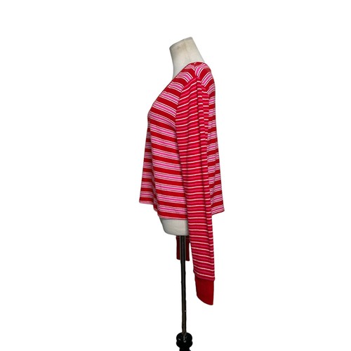 Colsie red pink stripes v neck long sleeves sweater size large - Picture 8 of 10